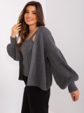Dark Gray Set with Short Cardigan