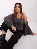 Dark Gray Set with Short Cardigan
