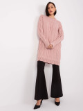 Light Pink Knitted Dress with Long Sleeves