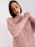 Light Pink Knitted Dress with Long Sleeves