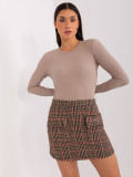 Black-Red Trapeze Skirt with Checkered Pattern