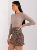 Black-Red Trapeze Skirt with Checkered Pattern