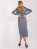 Graphite Midi Cocktail Dress with Stripes