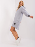 Gray Sweat Dress with Drawstrings