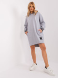 Gray Sweat Dress with Drawstrings