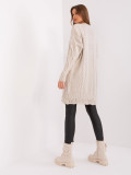 Beige Midi Dress with Long Sleeves