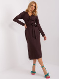 Elegant Midi Dress in Dark Brown