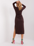 Elegant Midi Dress in Dark Brown