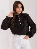 Elegant Black Blouse with Long Sleeves