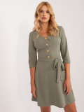 Elegant Flared Dress in Khaki