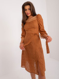 Beige Flared Dress with Embroidery