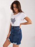 White and Navy Short Sleeve T-Shirt