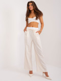 Elegant ecru high-waisted trousers