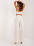 Elegant ecru high-waisted trousers