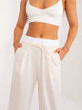 Elegant ecru high-waisted trousers