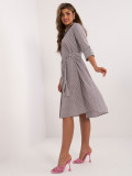 Elegant Gray Midi Dress with 3/4 Sleeves