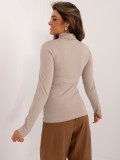 Stylish Beige Blouse with Long Sleeves