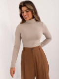 Stylish Beige Blouse with Long Sleeves