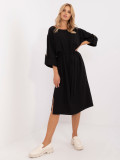 Elegant Black Midi Dress with 3/4 Sleeves