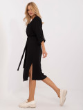Elegant Black Midi Dress with 3/4 Sleeves