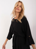 Elegant Black Midi Dress with 3/4 Sleeves