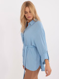 Blue Elegant Shirt with 3/4 Sleeves