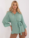 Comfortable Pistachio Shirt with 3/4 Sleeves