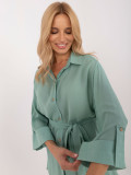 Comfortable Pistachio Shirt with 3/4 Sleeves