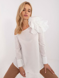 Elegant White Blouse with Asymmetrical Neckline