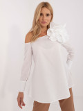 Elegant White Blouse with Asymmetrical Neckline