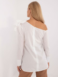 Elegant White Blouse with Asymmetrical Neckline