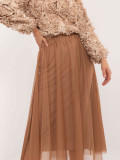 Midi Tulle Skirt in Camel Color