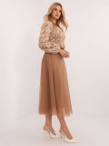Midi Tulle Skirt in Camel Color