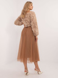 Midi Tulle Skirt in Camel Color