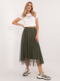 Midi Tulle Skirt in Khaki