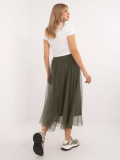 Midi Tulle Skirt in Khaki
