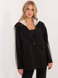Stylish Black Blazer with Removable Hood