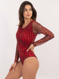 Elegant Red Long Sleeve Bodysuit