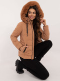 Comfortable Winter Jacket with Hood in Camel Color