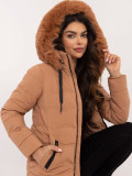 Comfortable Winter Jacket with Hood in Camel Color