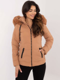 Comfortable Winter Jacket with Hood in Camel Color