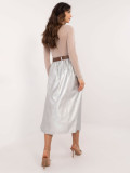 Elegant Silver Midi Skirt