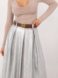 Elegant Silver Midi Skirt