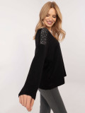 Elegant Black Sweater with Application