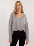 Elegant Gray Sweater with Application