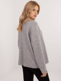 Elegant Gray Sweater with Application