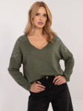 Elegant khaki sweater with application