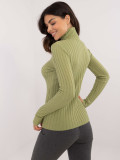 Stylish Sweater with Turtleneck in Light Green