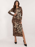 Elegant Midi Dress with Leopard Print