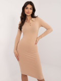 Elegant Brown Dress with Long Sleeves